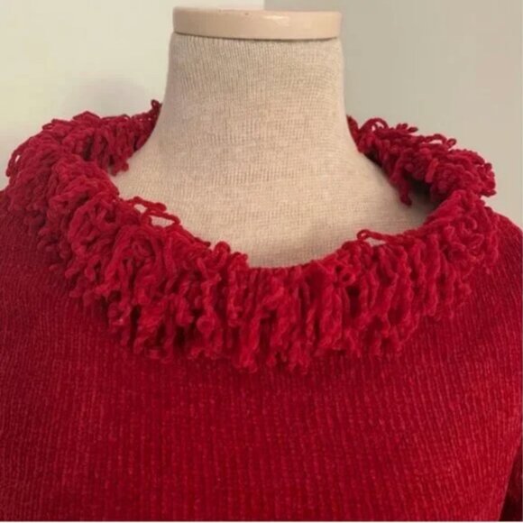 Designers Originals Studio Chenille Long Sleeve Sweater Fringe Collar Size Small - Picture 3 of 7
